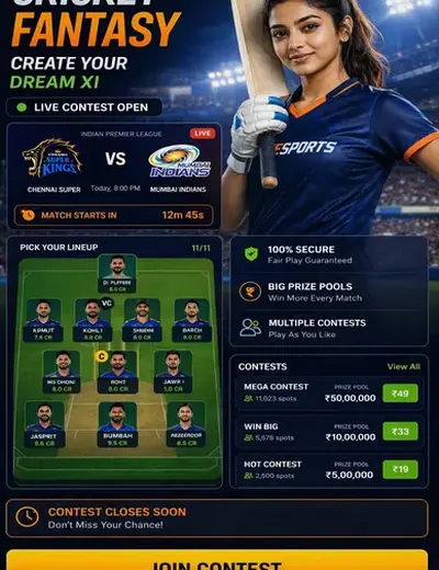 Come (come 11) fantasy cricket & matchday visual 3